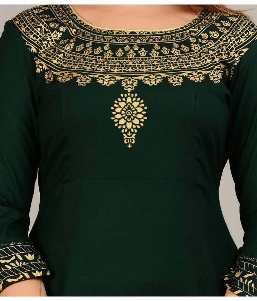 NUPITAL Rayon Printed Flared Women's Kurti with Dupatta - Green ( Pack of 1 ) view 2
