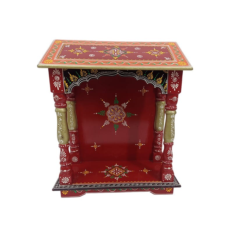 Shop Pooja Mandir | Home Temple Wooden Wall Mounted | Hanging Puja Stand - for God, House, Puja Ghar, Office & Shop
