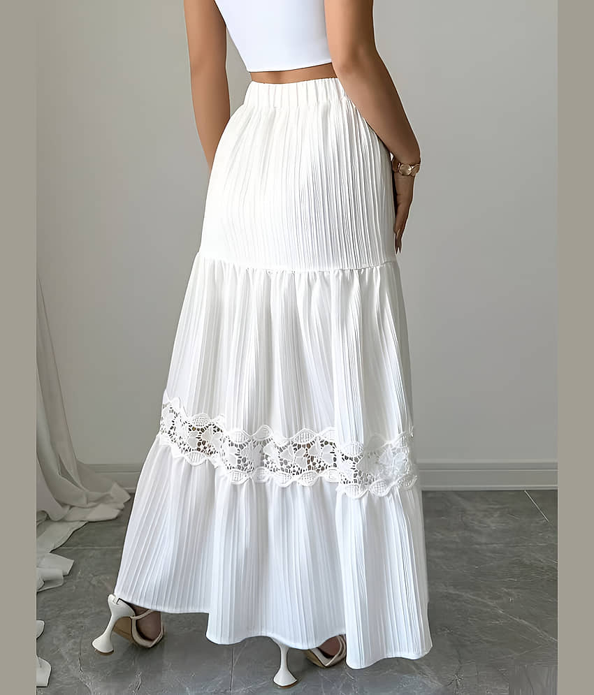 ZWERLON White Viscose Women's Flared Skirt ( Pack of 1 ) view 2