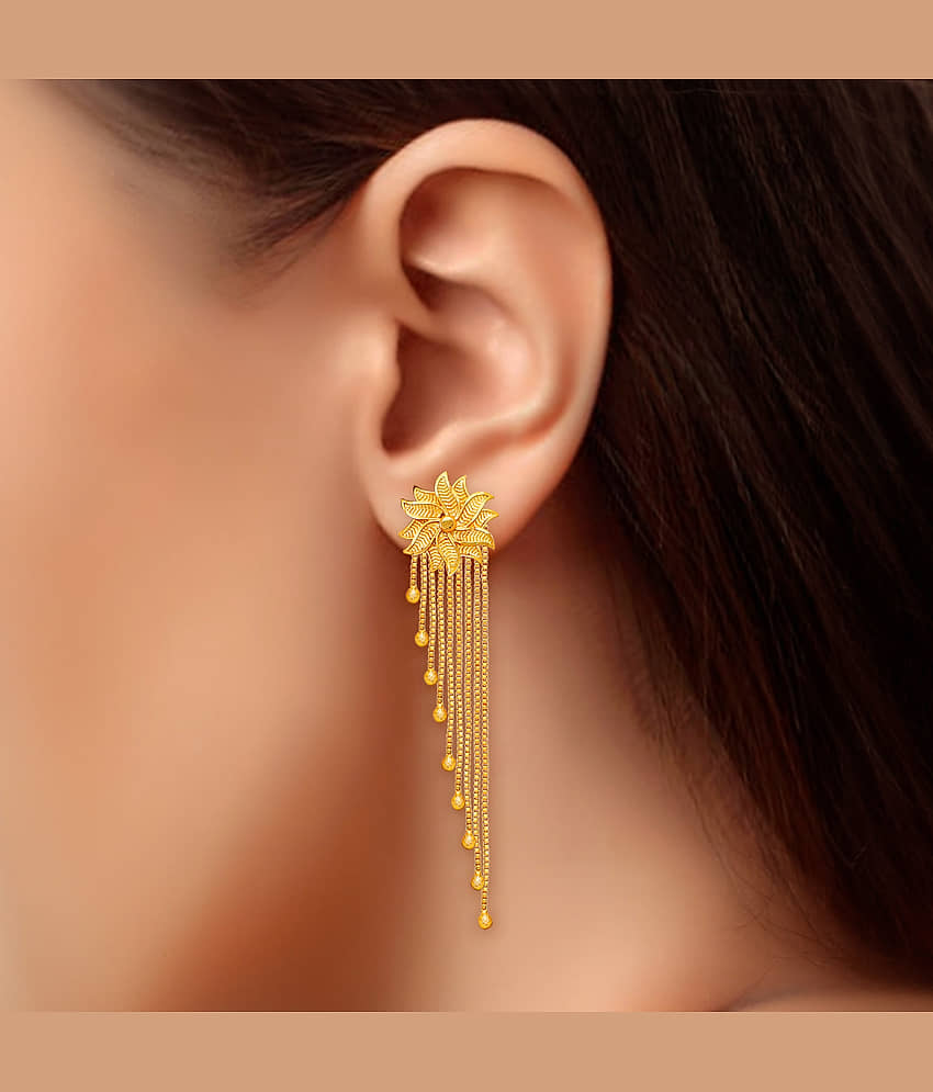 Drashti Collection Golden Danglers Earrings ( Pack of 1 ) view 2