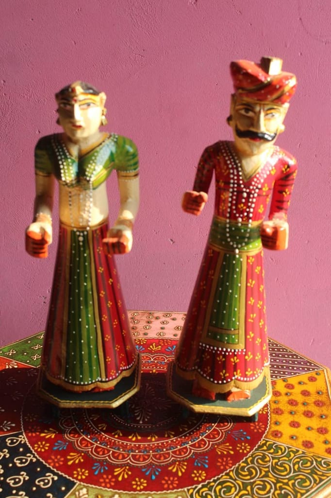 Girish HANDICRAFTS Handmade Recycled Material Rajasthani Kisan Dolls Decorative Figurines for Home Decor/Home Furnishing/Figurine/Idol/Gifting Idol (Multicolor) view 2