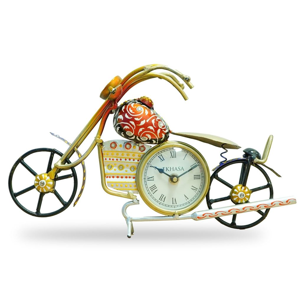 Rudraksha Corporation Bullet Bike with Clock for Office Desk | Unique Gifts for Office Decoration or Study Table Decor Items | Desk Clock for Birthday Gifts for Husband | Table Clock Time Piece for Home Decor
