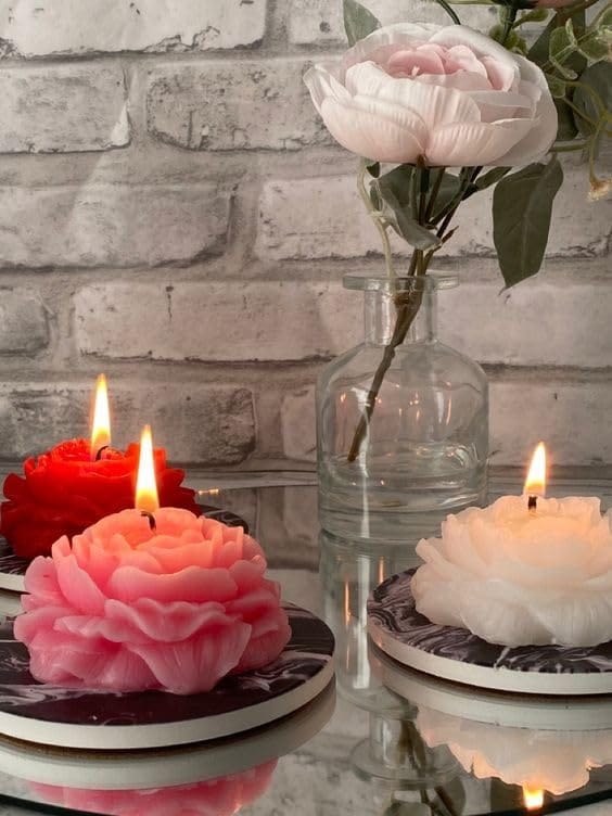 Cd Craft Poeny Scented Candle (Pack of 3) || Floating Flower candle || A beautiful soya wax flower candle view 2