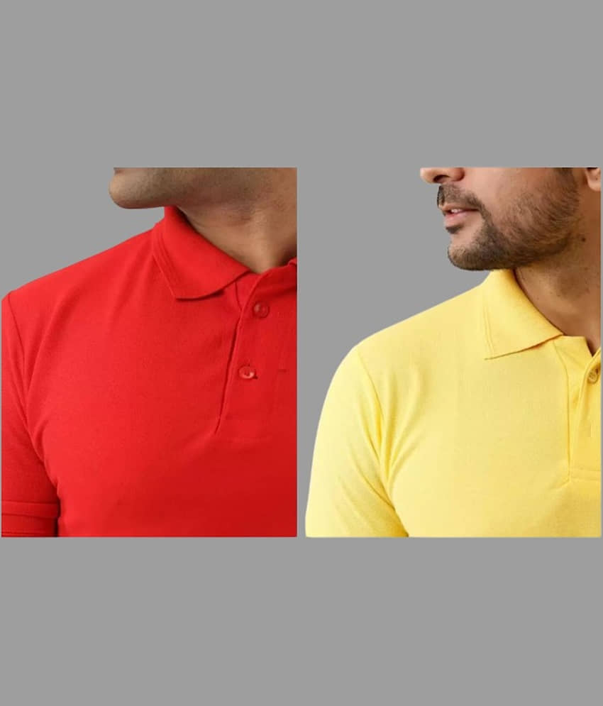 SKYRISE Pack of 2 Cotton Blend Slim Fit Solid Half Sleeves Men's Polo T Shirt ( Multicolor ) view 2