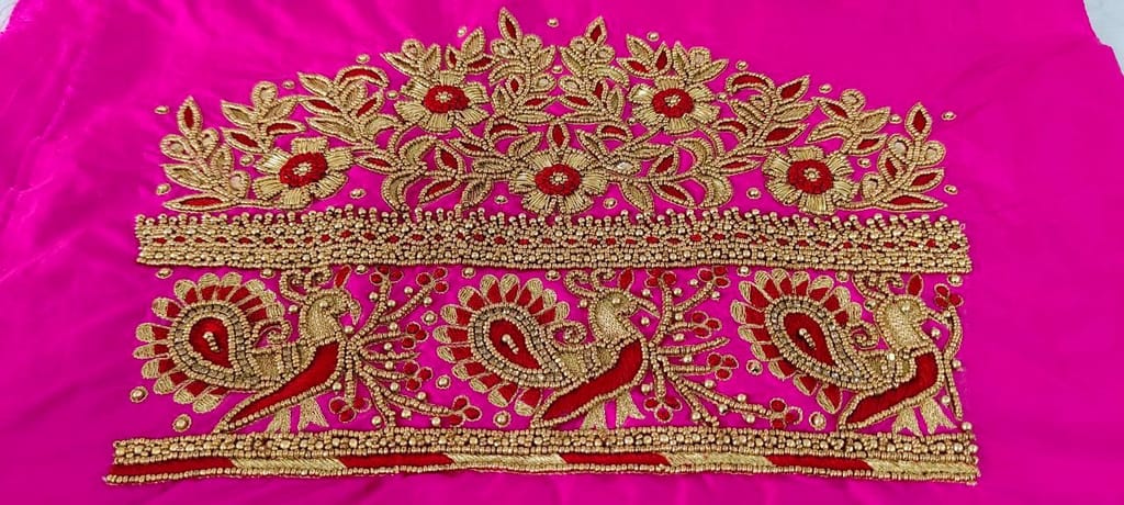 Indian Ethnic Wear Saree Blouse With Zari And Stone Embroidery Work view 2