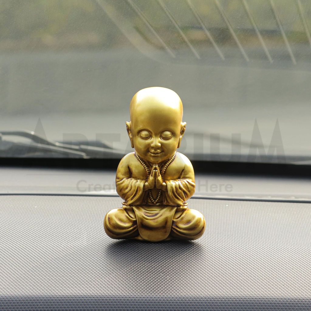 Artarium Resin Baby Monk Statue Idol Showpiece Figurine for Car Dashboard Table Top Home Decoration view 2