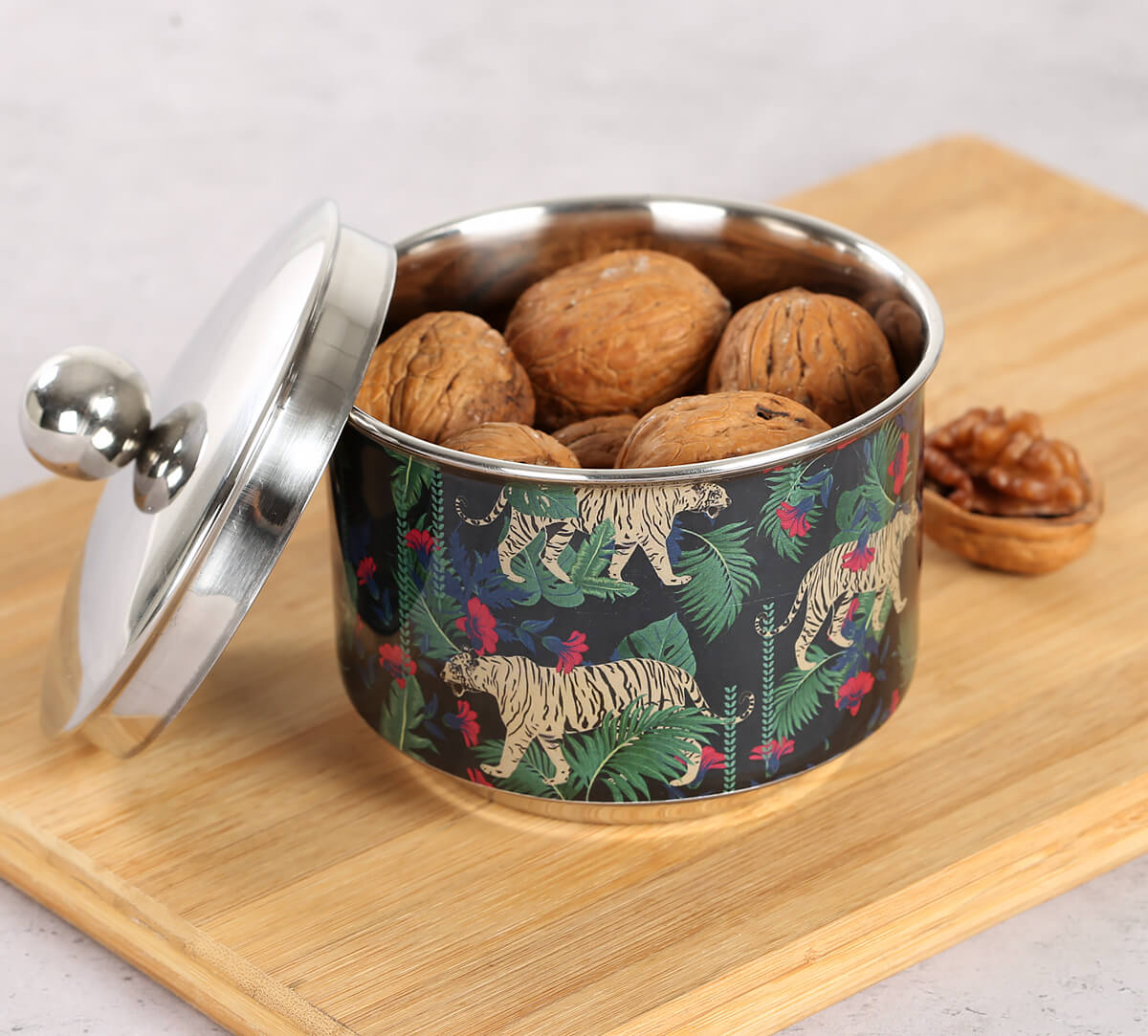 India Circus Tropical Tiger Steel Bowl With Lid view 2