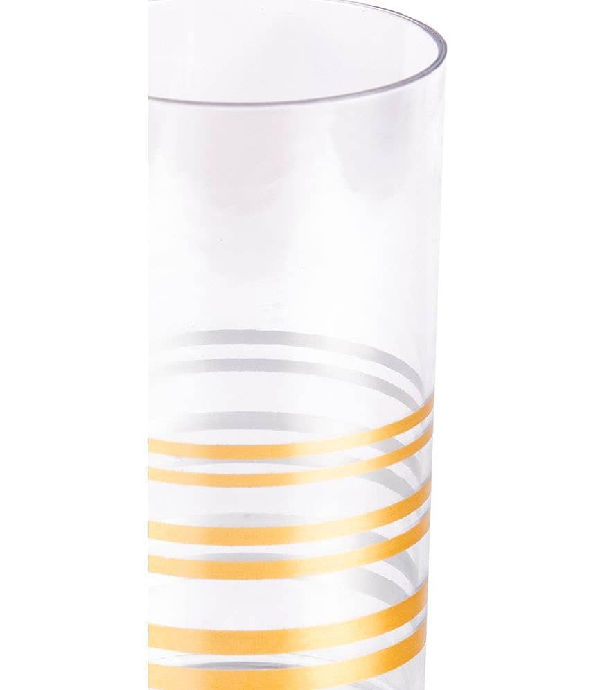 HomePro CLEAR GOLD GLASS Plastic Glasses 300 ml ( Pack of 2 ) view 2