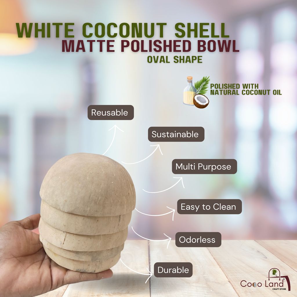 Coco Land Coconut Shell Matte Polished Bowl S-M-L 100-150-250 ml Decorative Bowl/ Candle Making Bowl /Showpieces /Handicraft/Candle Holder /Salad Bowl/Smoothie Bowl view 2