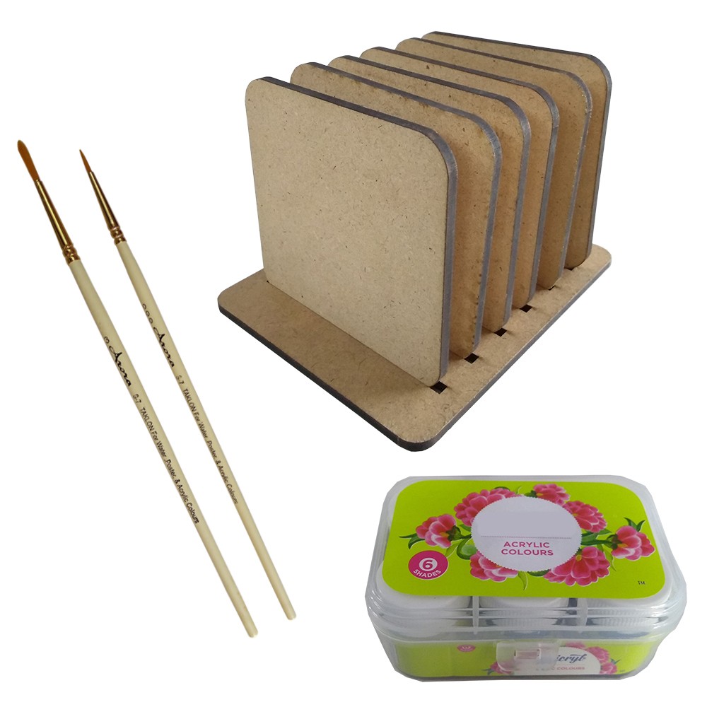 Pop Art on Square Tea Coasters with Stand DIY Kit by Penkraft view 2