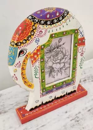 Creative Handicrafts Handpainted' Elephant Shaped Wooden Photo Frames' for Table view 2