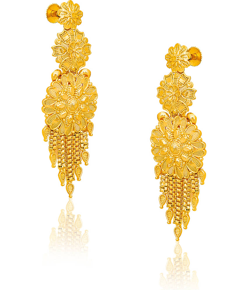 LUV FASHION Golden Chandelier Earrings ( Pack of 1 ) view 2