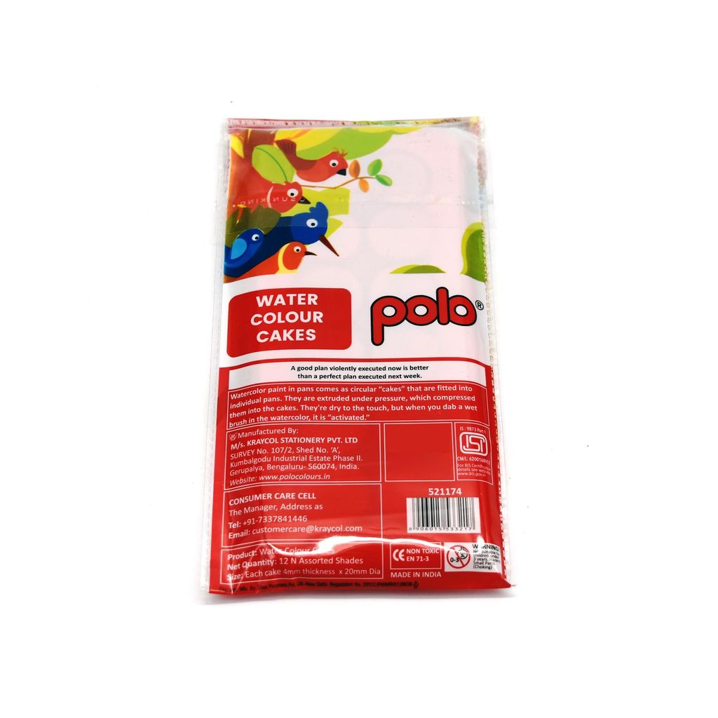 polo Water Color Cake Set 12 Vibrant Shades (23mm) Non-Toxic, Easy-to-Use Watercolors for Painting, Art Projects, and School Supplies Ideal for Kids and Adults view 2