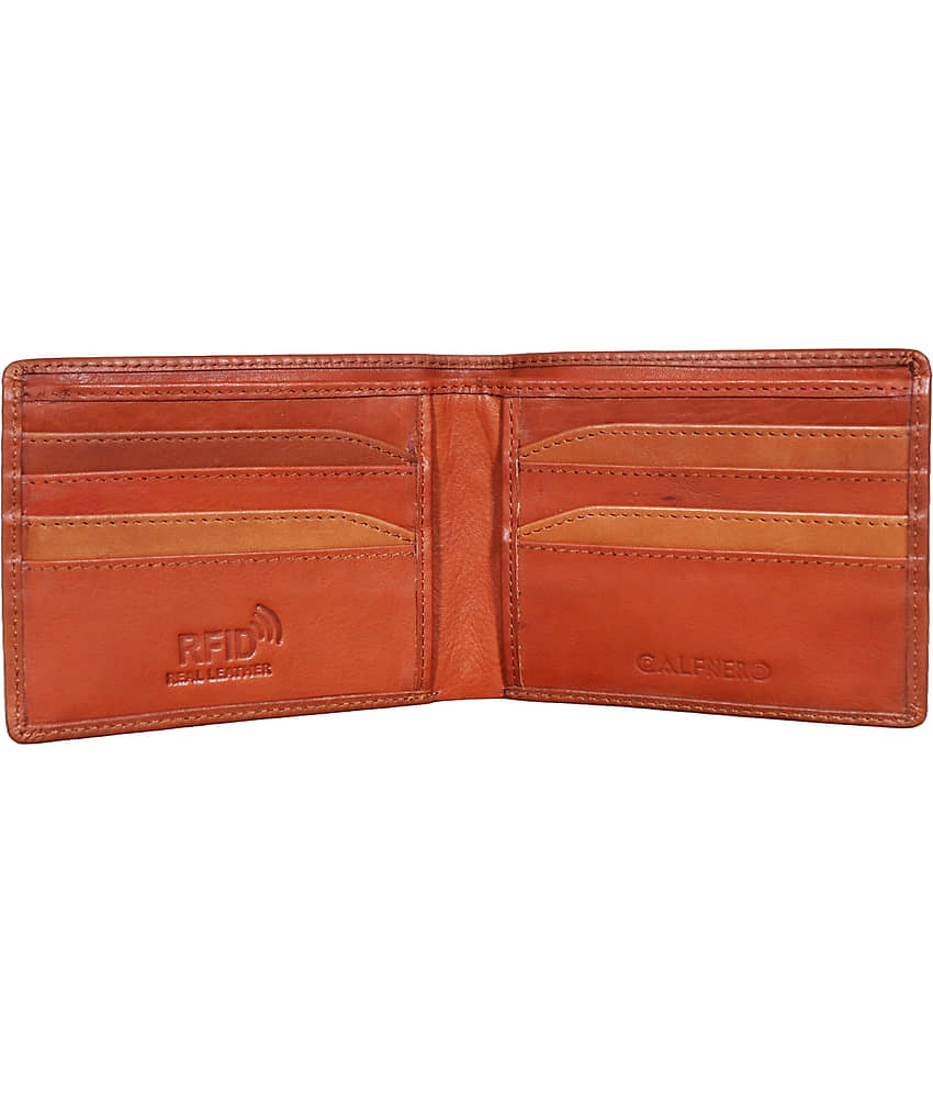 Calfnero Camel Leather Men's RFID Wallet ( Pack of 1 ) view 2