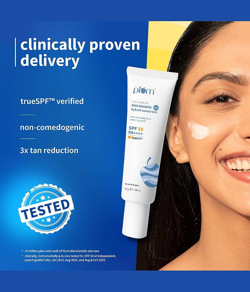 Plum Sunscreen - SPF 50 PA++++ 2% Niacinamide & Rice Water sunscreen In-vivo & in-vitro tested (30 g) view 2
