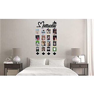 Khush Its Amazing Home Decor Wood Moments With Squre Hanging Photo Display, DIY Picture Photo Frame Collage Set Includes Multi colour Clips view 2