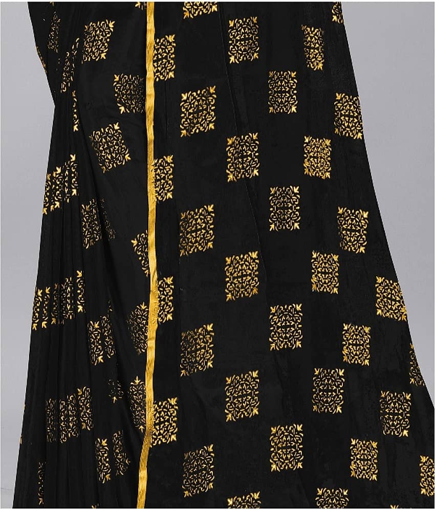 Rhey Chiffon Printed Saree With Unstitched Blouse Piece ( Navy Blue ) view 2
