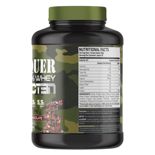 Warzone Nutrition I Conquer 100% Whey Protein I 24 GM Protein I 11.5 GM EAA's I 5.5 GM BCAA's I 78 Servings I Molten Chocolate I Nutraceutical I 2.27 KG view 2