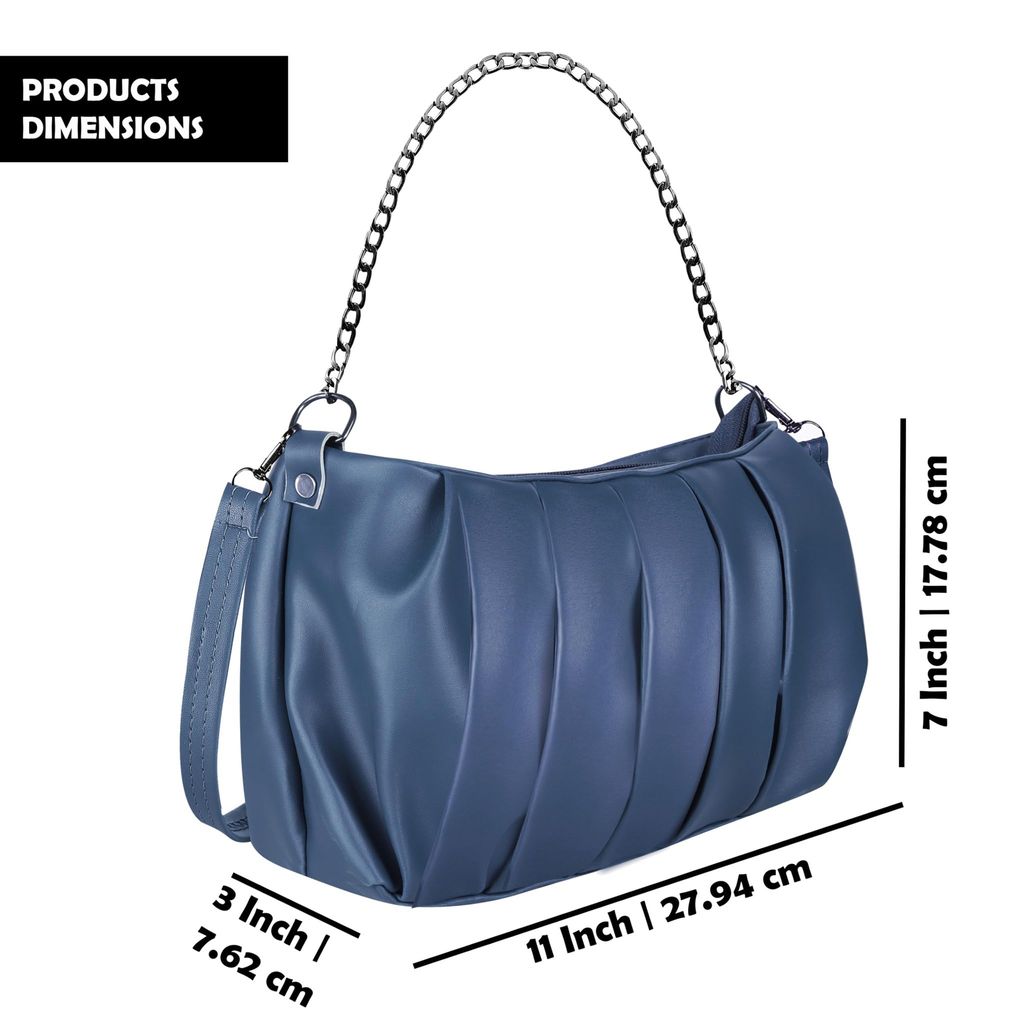 Blue Designer Faux Leather Handbag For Women And Girls HB28 view 2