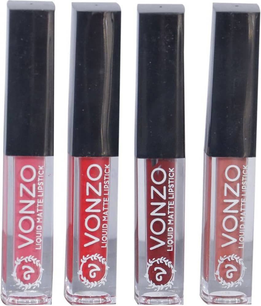 Vonzo Matte Liquid Lipsticks Pack Of 4 In Multicolor With Long-Lasting Impact Set (2Ml Eachh) view 2