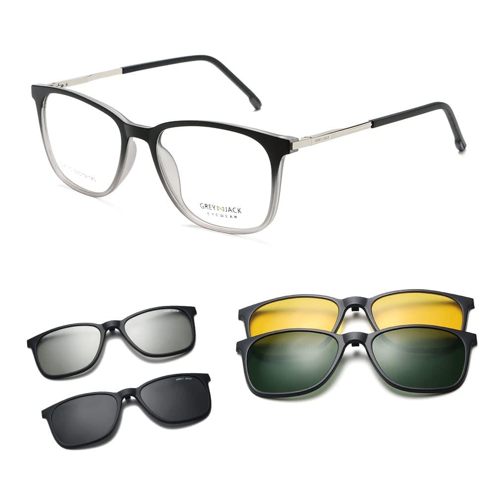 Rectangle 3D Clip On Glasses,4PCS TR90 Spectacle Frame for Myopic Men Women
