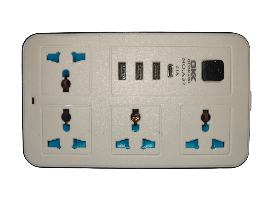 Universal Multi-Plug Extension Board with 3 USB Ports & Type-C PD Port (2.1A Fast Charging, Master Switch) view 2