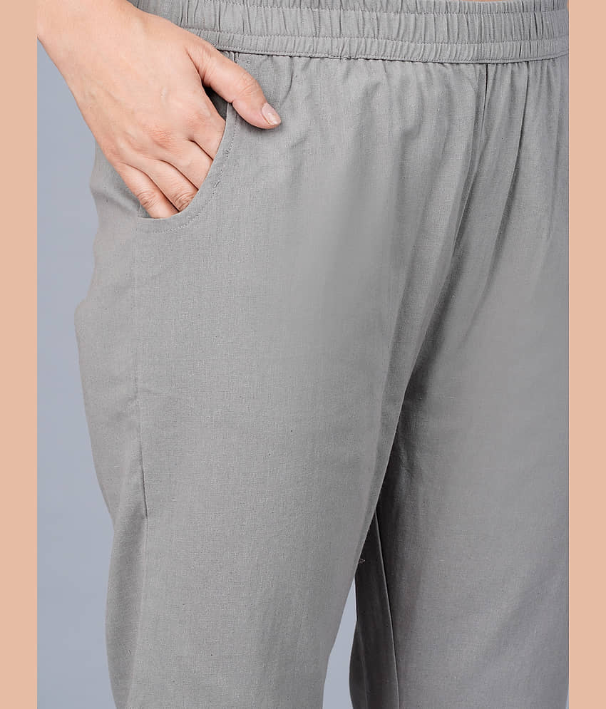 QuaClo - Grey Cotton Regular Women's Casual Pants ( Pack of 1 ) view 2