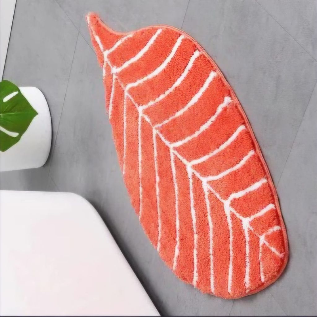 Bath Mat, Leaf Shape, Super Soft and Absorbent, Non-Slip, Washable, for Bathroom, Bedroom, Living Room, view 2