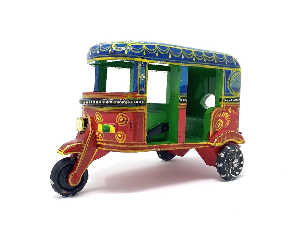 Arjun Art And Craft Wooden Auto Rickshaw Toy for Kids, Wooden Handicraft Items for Home Décor and Festive Decoration Gift Item view 2