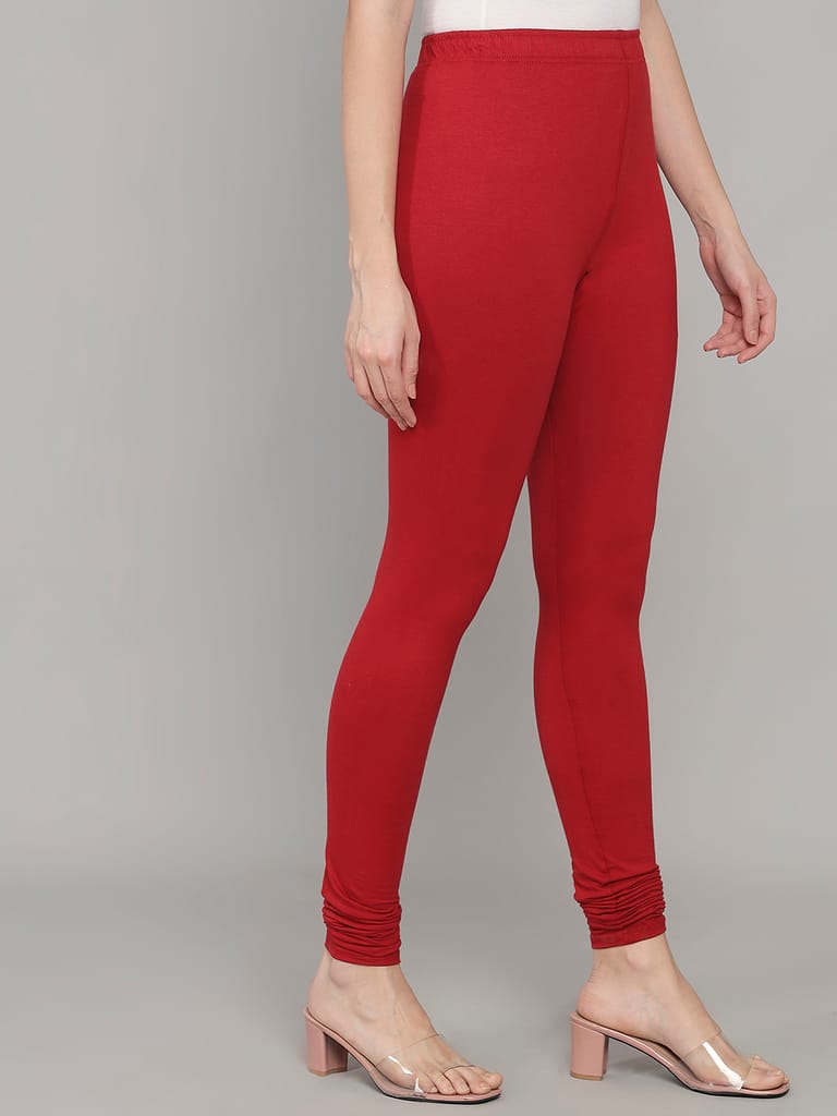 SOFT COLORS Women's Skinny Fit Ethnic Wear Churidar Leggings (Maroon) view 2