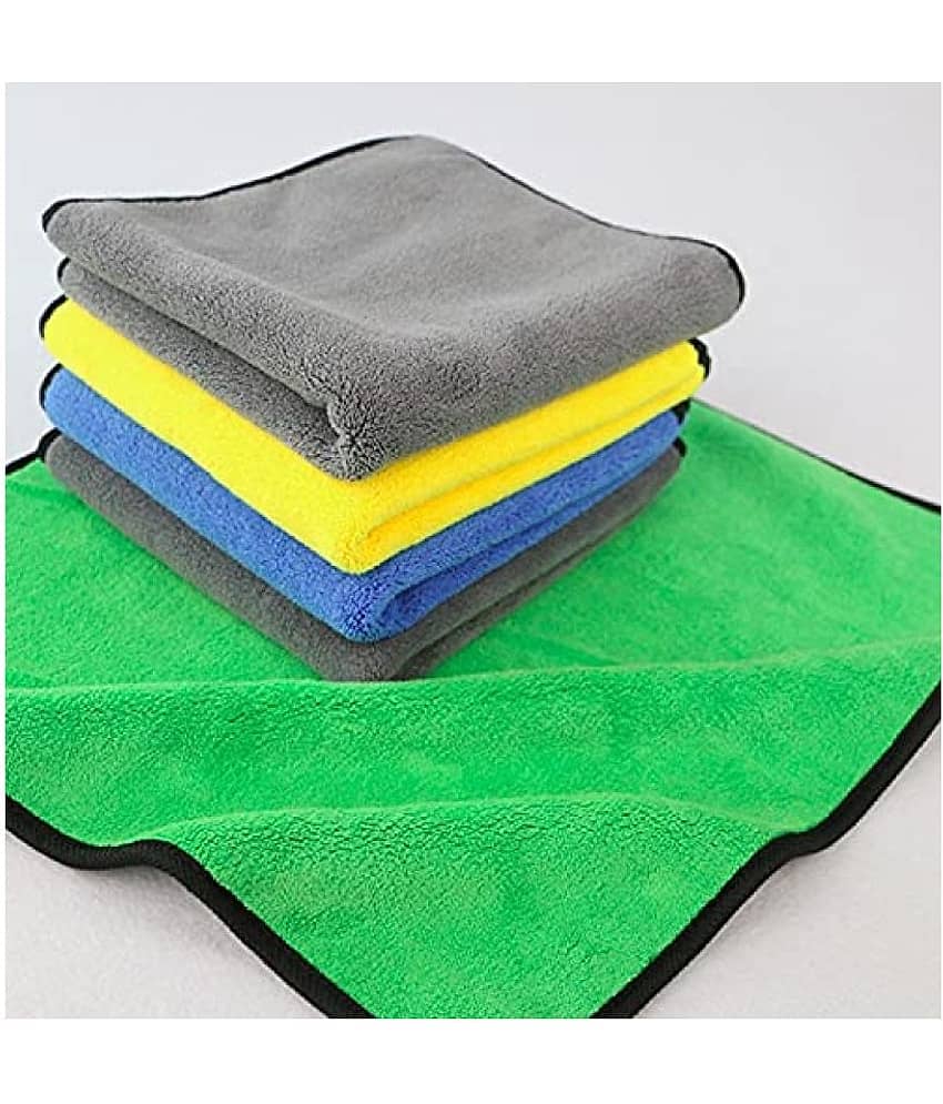 INGENS Microfiber Cloth for Car Cleaning and Detailing, Dual Sided, Extra Thick Plush Microfiber Towel Lint-Free(Pack of 5), Multicolor 650 GSM, 40cm x 40cm …