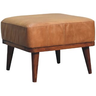 Tan Buffalo Leather Tan Footstool view 2