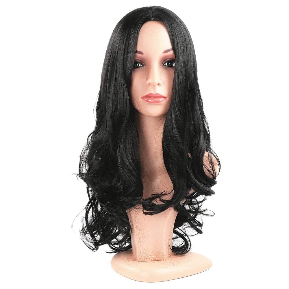 Akashkrishna Hair Long Curly Black Wig for Women Middle Part Natural Dark Black Wig Heat Resistant Synthetic Wig for Daily Use view 2