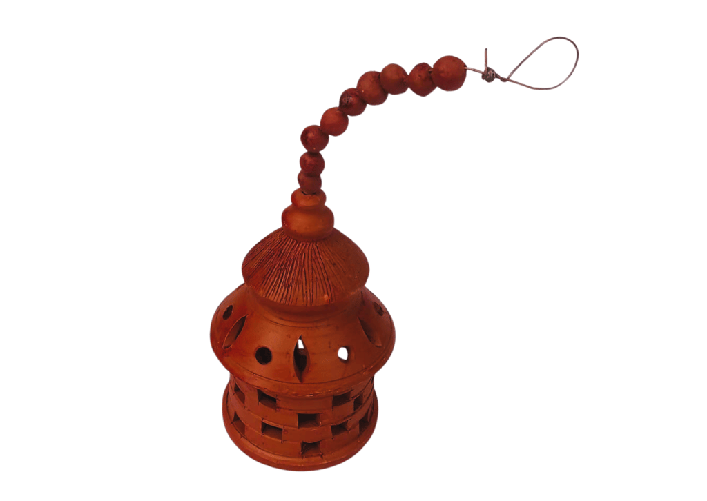 Handcrafted Clay Hanging Temple Diya (Lanther) view 2