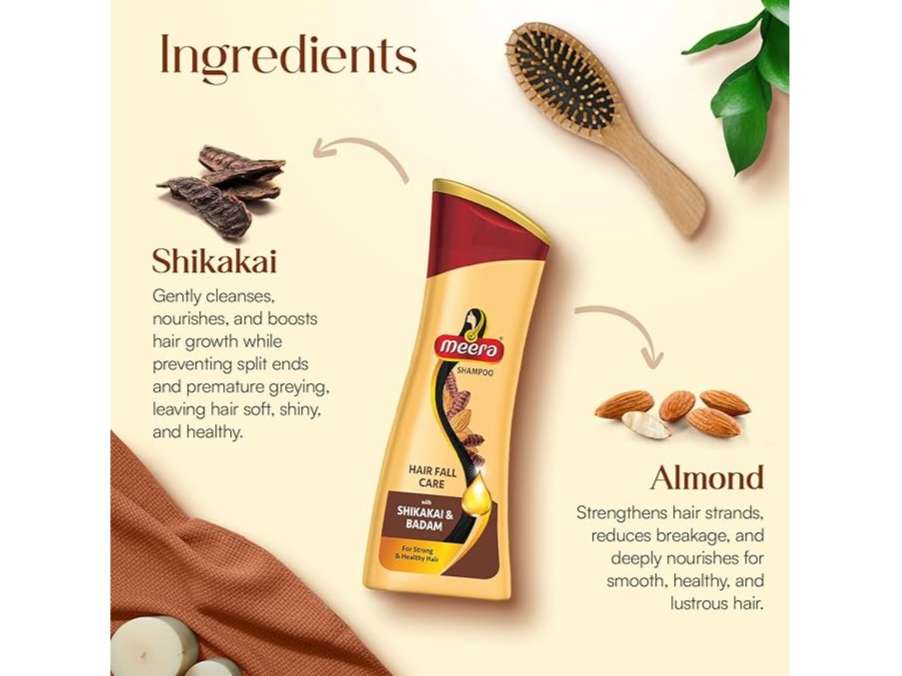 Meera Hairfall Care Shampoo, Goodness Of Badam & Shikakai, For Strong & Healthy Hair, For Men And Women, Paraben Free, 180 ml view 2