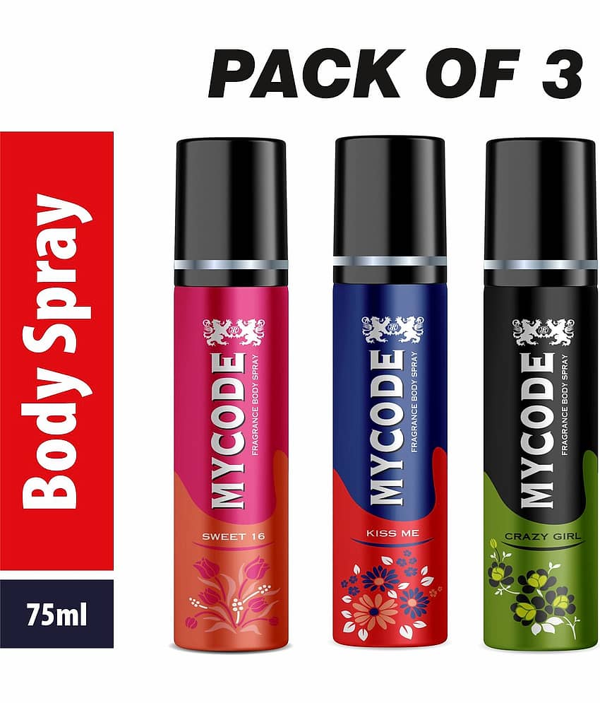 Generic Sweet16,Kissme,Crazy Girl Perfume Body Spray for Unisex 225 ml ( Pack of 3 )