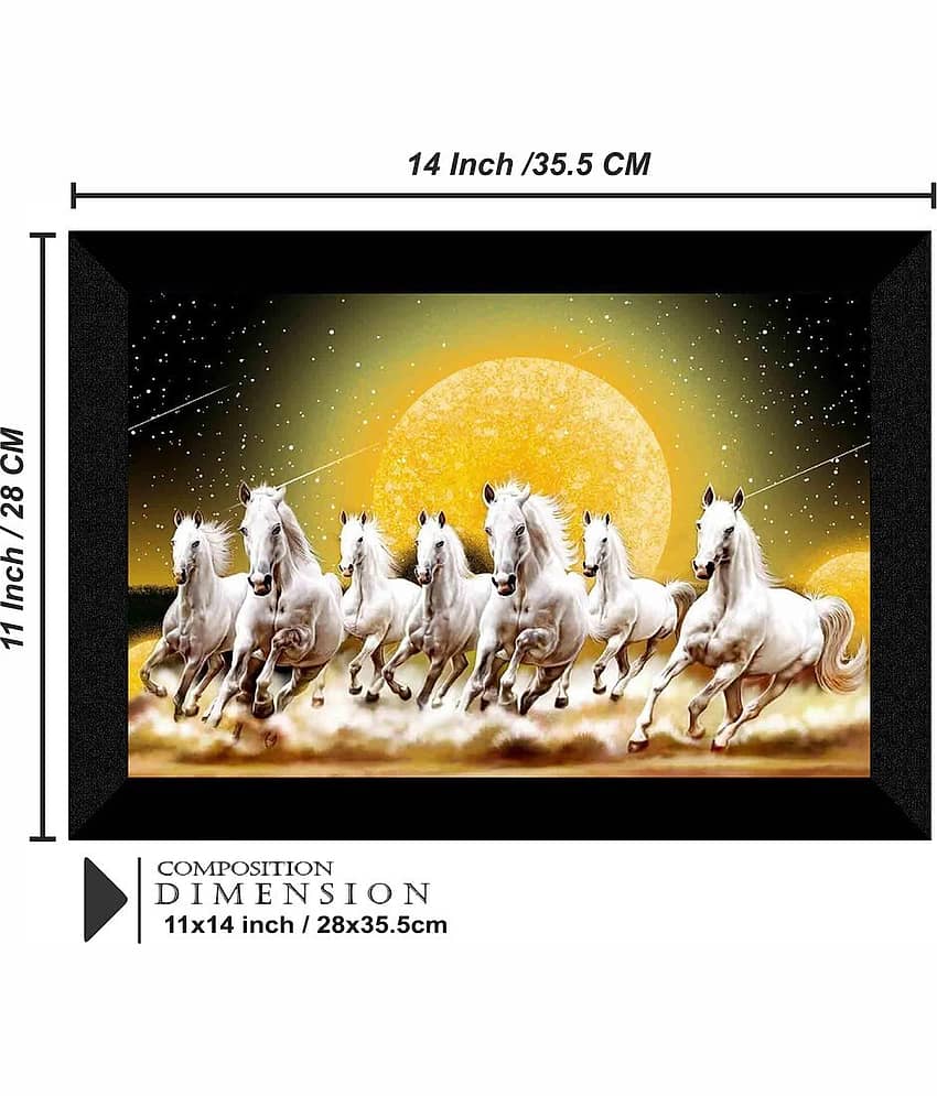 SNDArt Vastu 7 Lucky Running Horse Paintings With Frame For Home Decor 11 x14 inch view 2