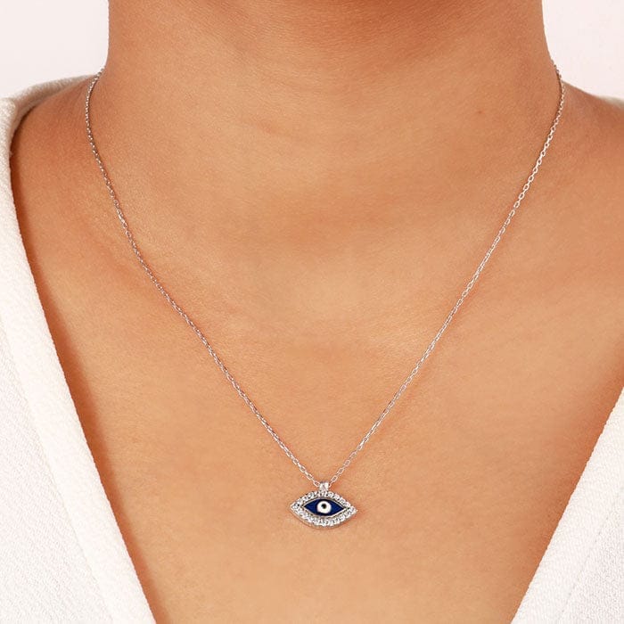 Silver Dark Wide Evil Eye Necklace view 2