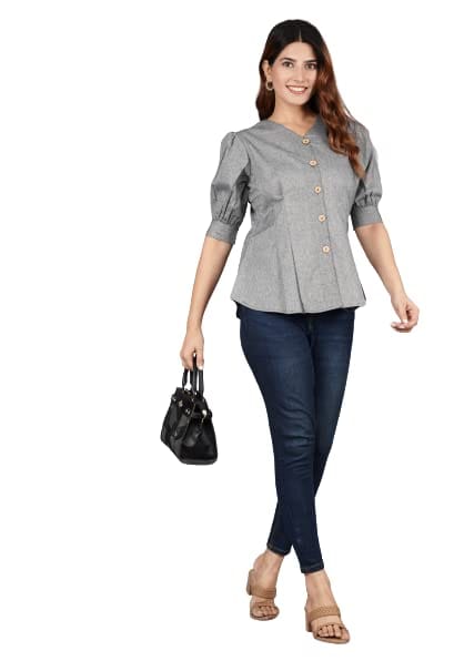 Radhey Textiles Presents Girls Top 'V' Neack Button South Cotton Top for Girls