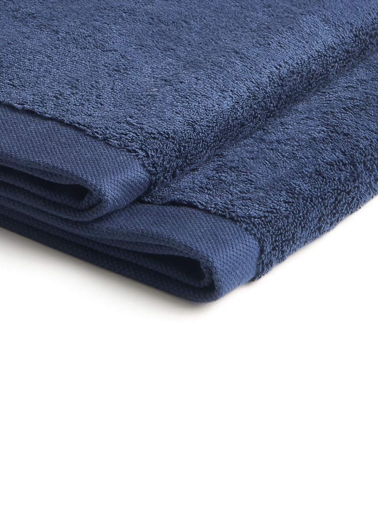 DDECOR - Solitaire Collection 100% Cotton Bomboo Hand Towel |40 CM X 60 CM| - Blue view 2