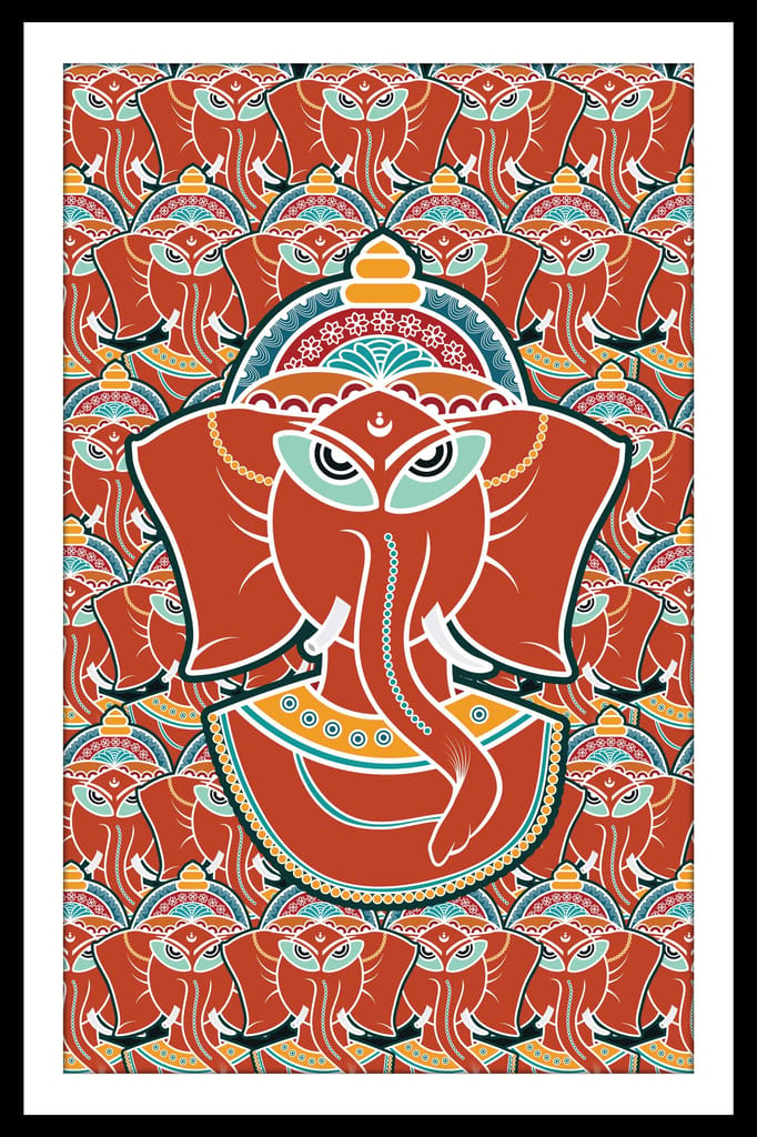 DIVINE SYMPHONY OF GANESHA WALLDECOR 16in X 24in WITH BLACK FRAME view 2