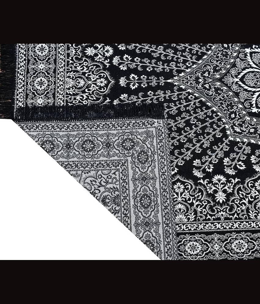 FURNISHING HUT Black Cotton Carpet Floral 5x7 Ft view 2