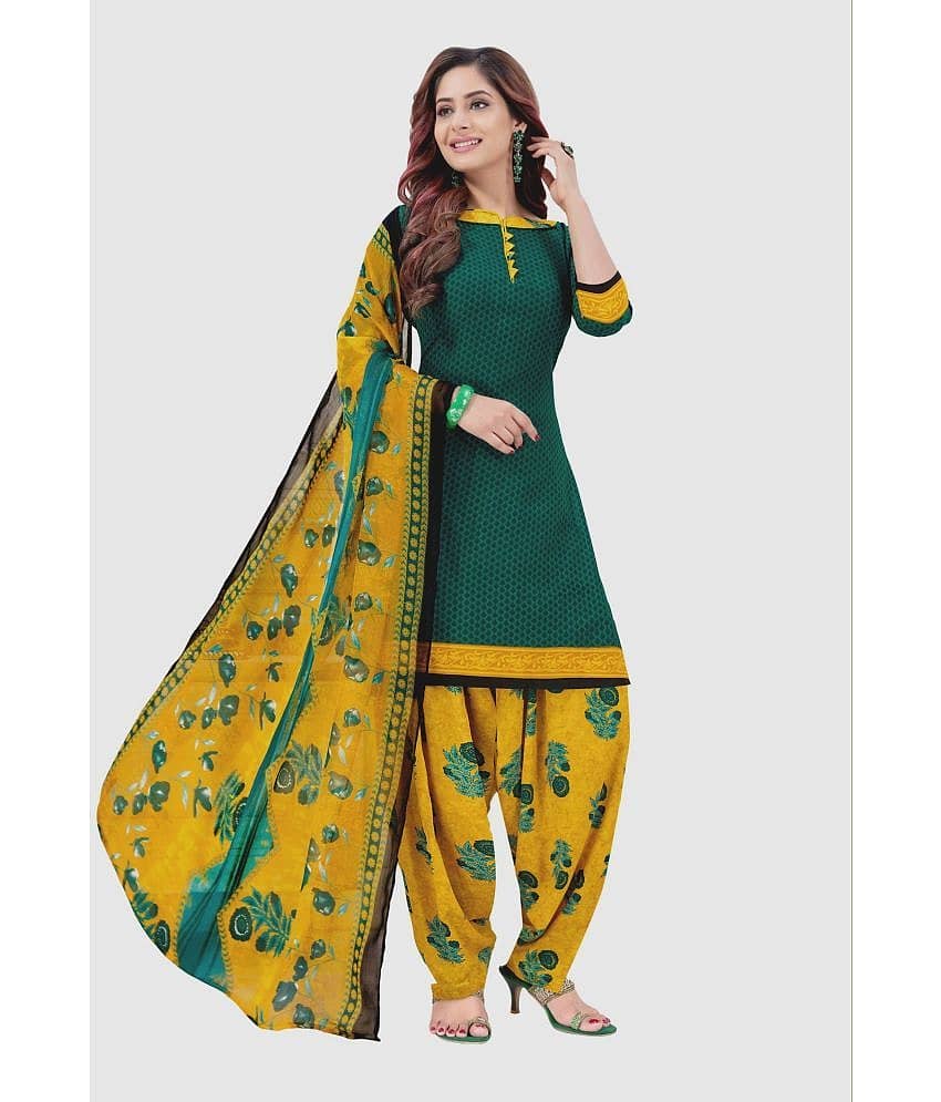 Kkrish Unstitched Crepe Printed Dress Material - Green ( Pack of 1 )