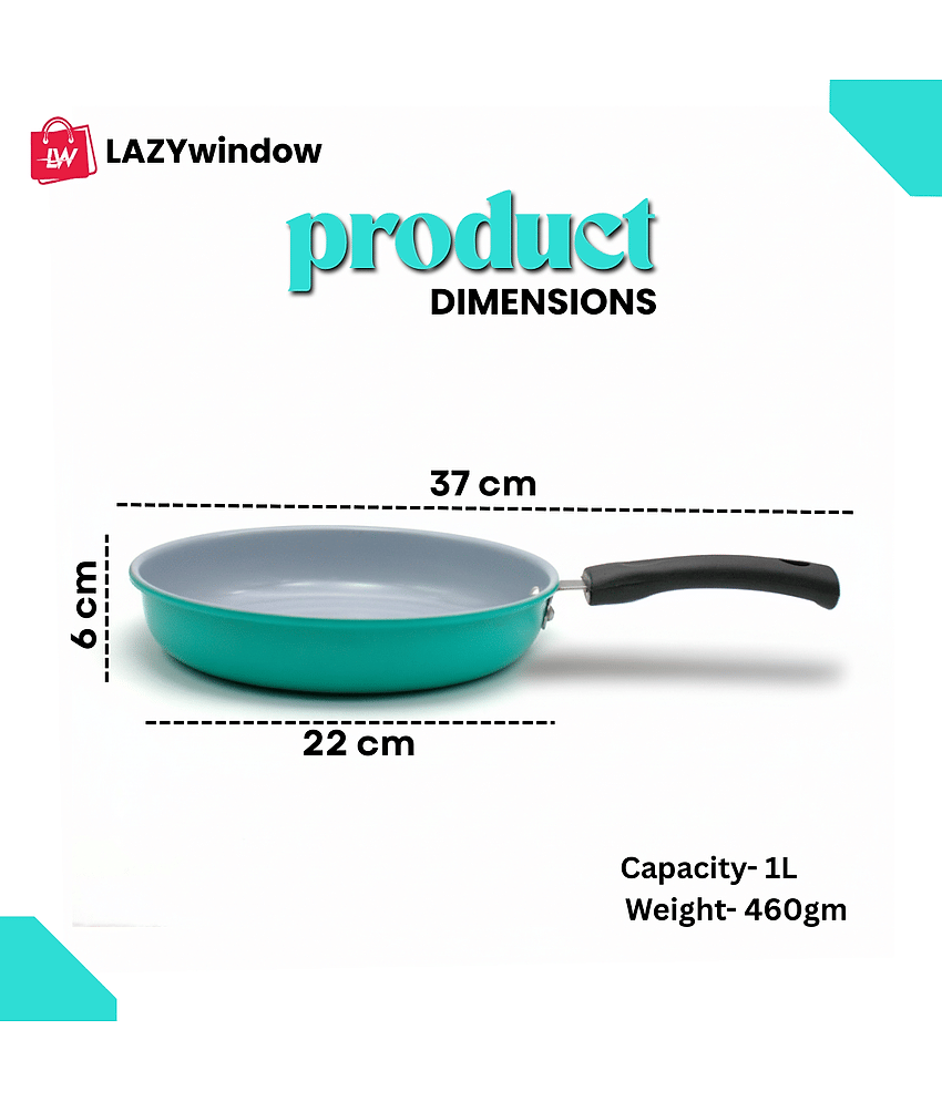 LAZYWINDOW Non-Stick Iron Fry Pan Induction Bottom without Lid 22 cm Diameter 1 Ltr view 2