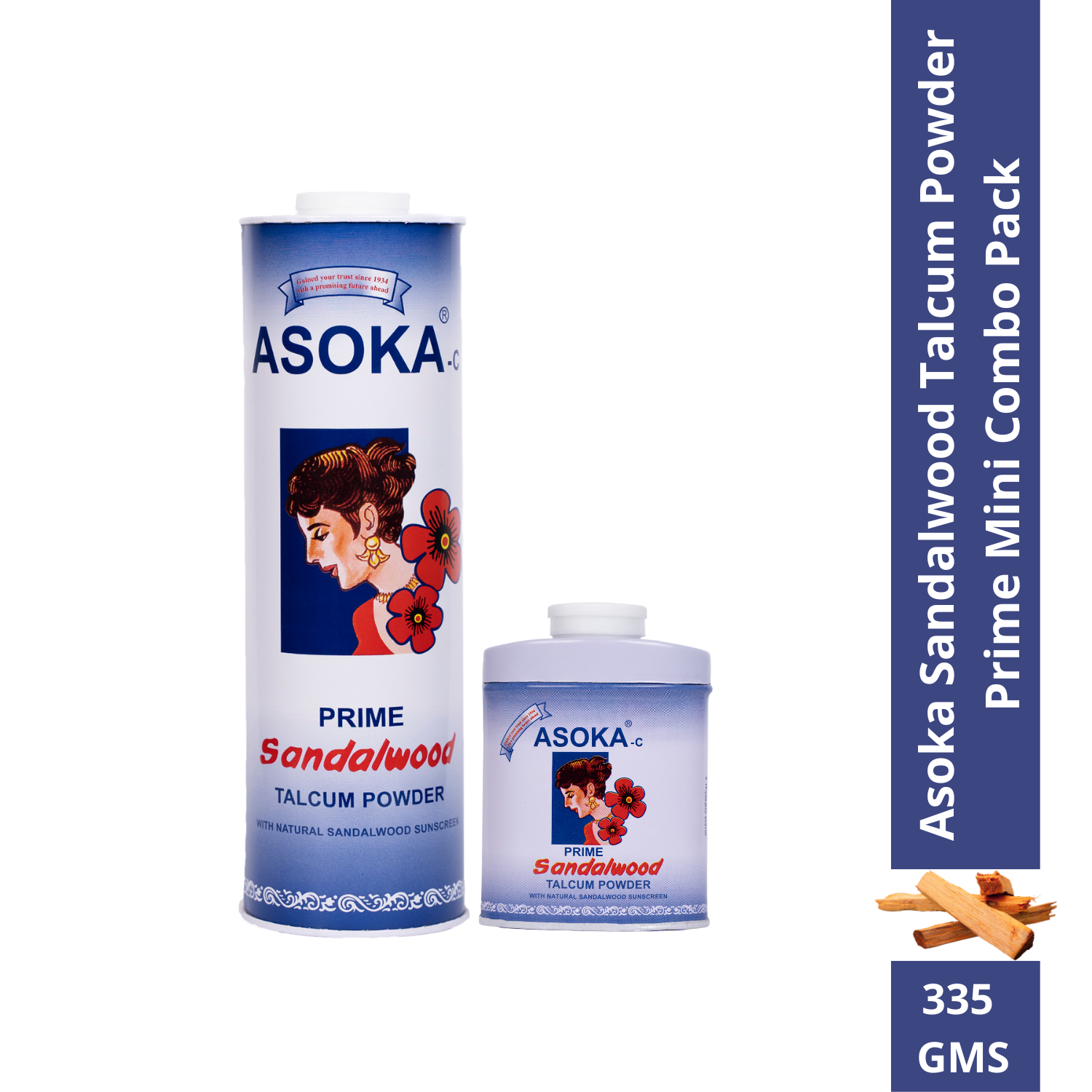 Asoka Sandalwood Talcum Powder Prime Combo Pack 335 Gms