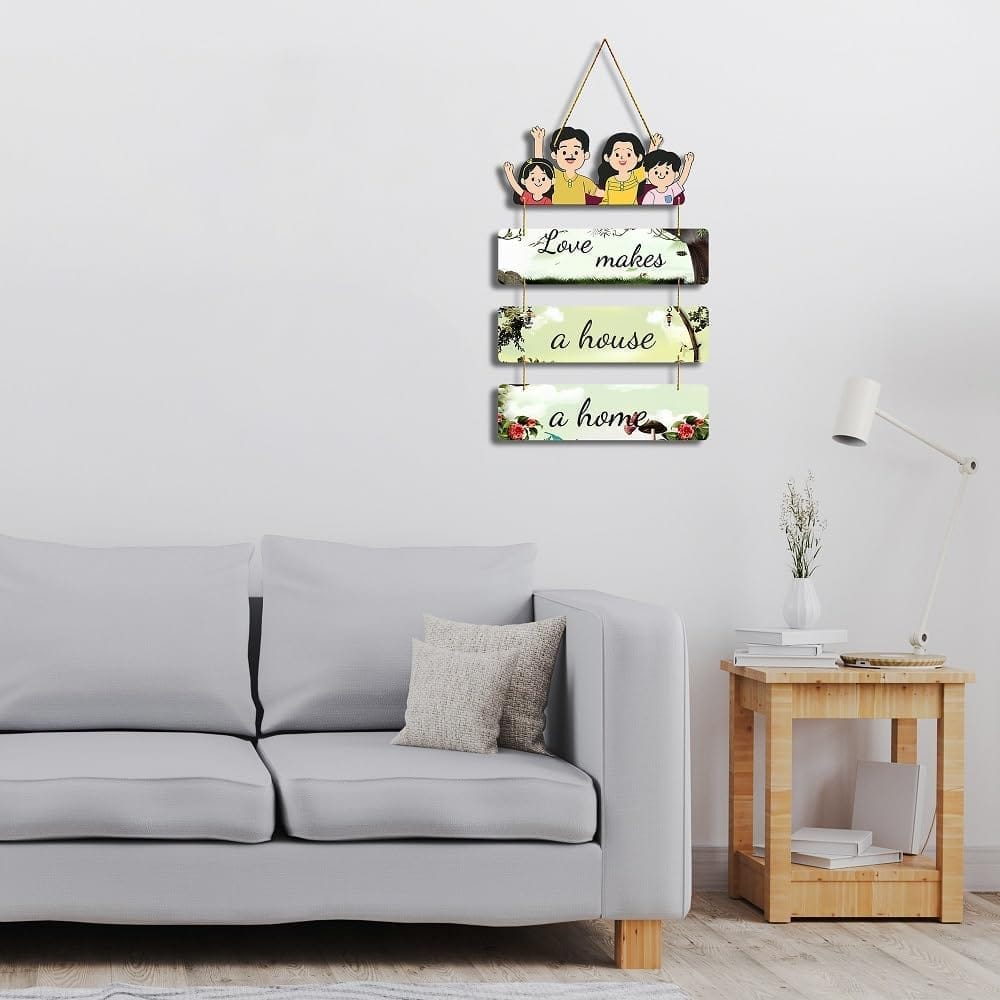 Charmor Love makes a house Decorative Wall Hanger for Living Room | Bedroom | Gift | Home Decoration | Wooden Design Item (WH3309) view 2