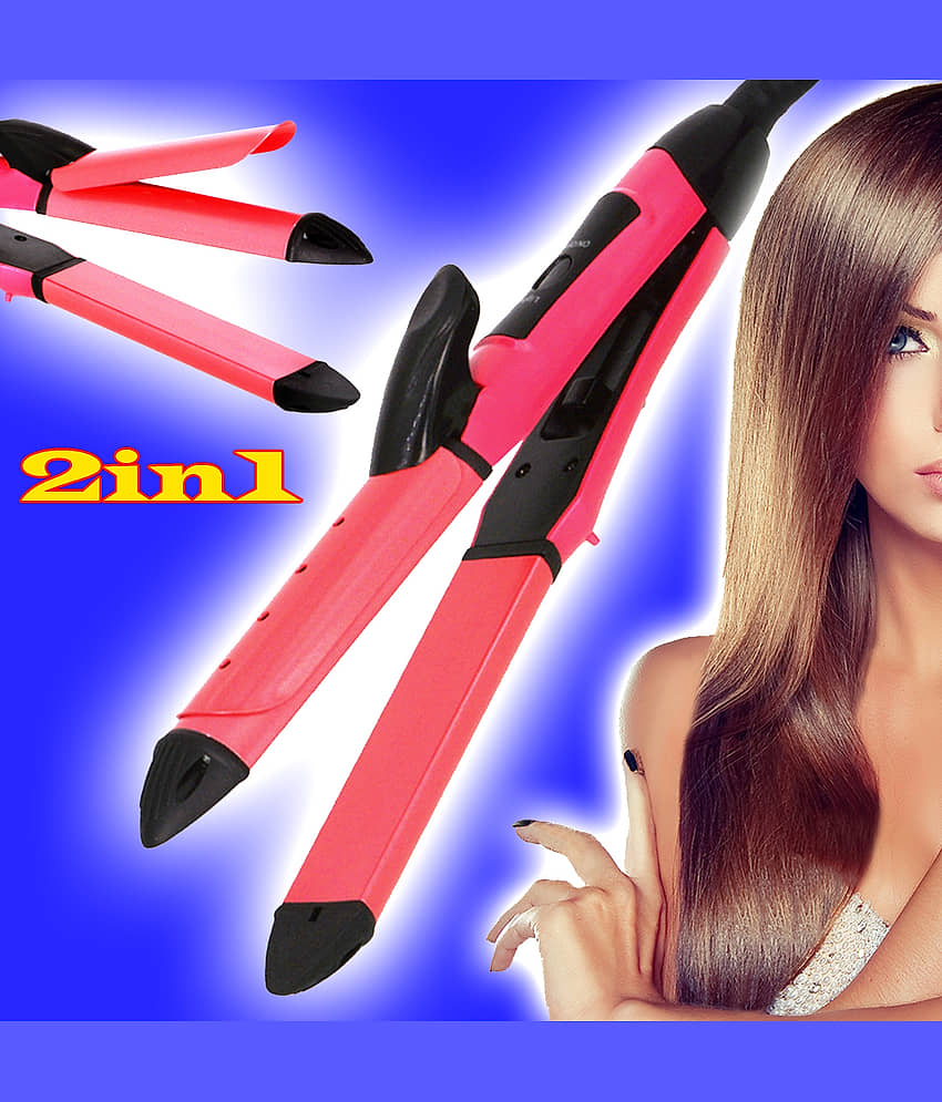 JMALL 2 in 1 Hair Curler Pink Hair Straightener