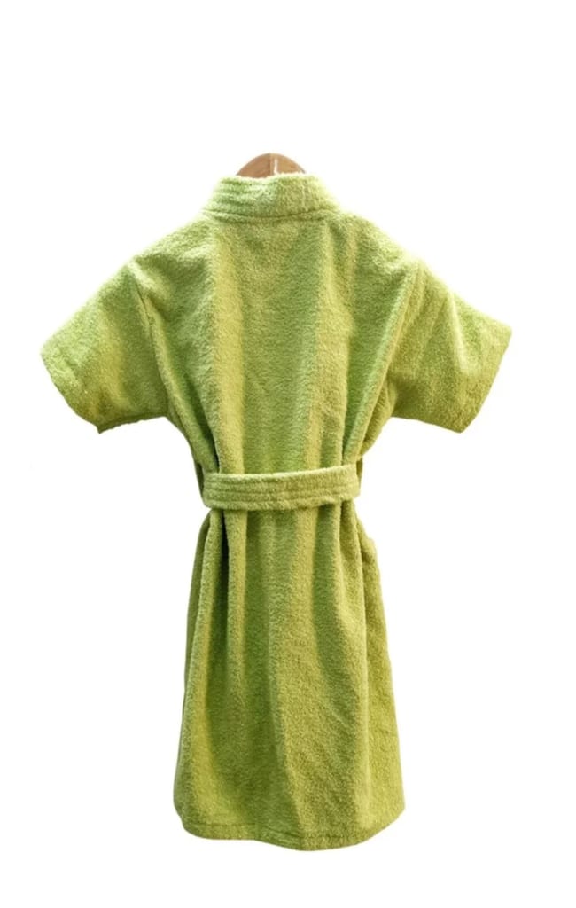 Green Cotton Kids Bathrobe - Soft and Absorbent Terry Cloth Robe for Boys and Girls view 2
