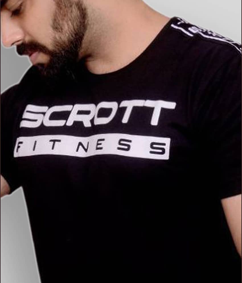 Scrott Fitness Pack of 1 Cotton Regular Fit Men's T-Shirt ( Black ) view 2
