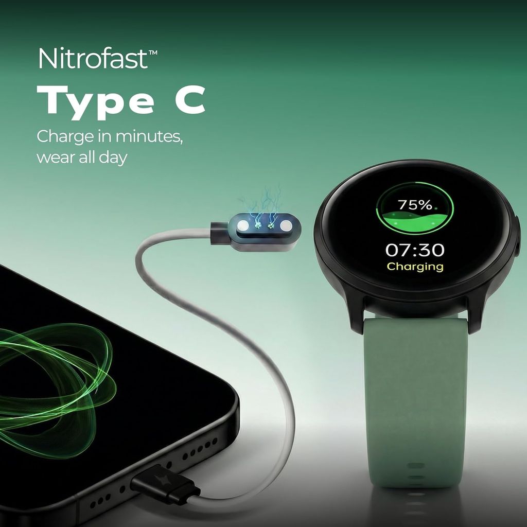 Fastrack Jupiter R3 1.38" Ultra UV Round Display with Nitro Fast Charging,Single Sync BT Calling, HRM, SPO2, Upto 5 Days Battery Life Smart Watch for Man & Woman - Black view 2